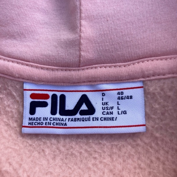 FILA Fleece Hoodie Pullover-Pink-Womens L-Y2K-Casual-Streetwear-Sweatshirt-Large - Picture 3 of 5